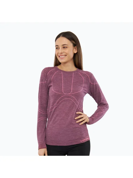 Tricou termic cu mânecă lungă pentru femei Viking Lan Pro claret/light pink roz