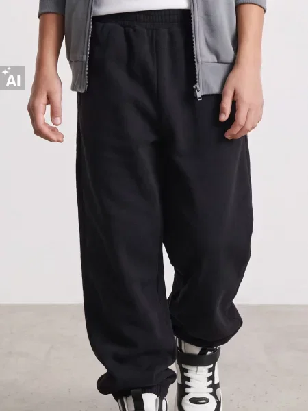 Sinsay Fleecové baggy kalhoty černá