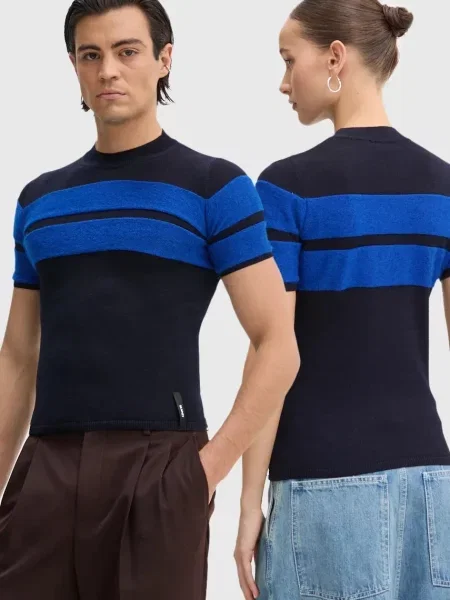 Sunnei pulover de lana marin light albastru