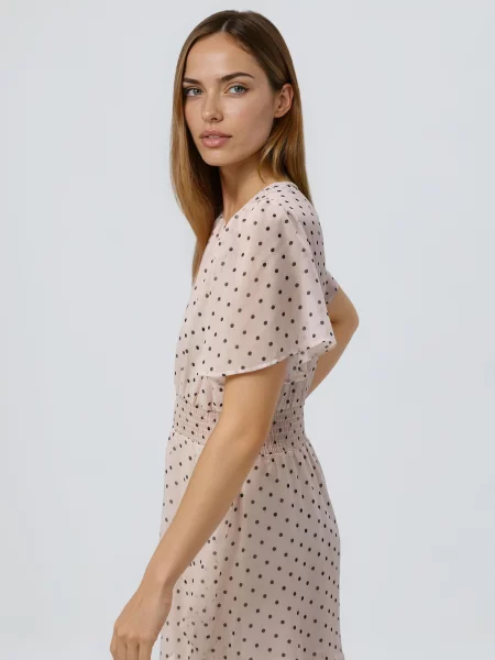 Reserved Сукня в горошок кремовий 
