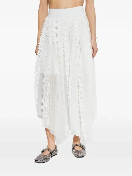 Fusta maxi Allsaints din dantelă alb