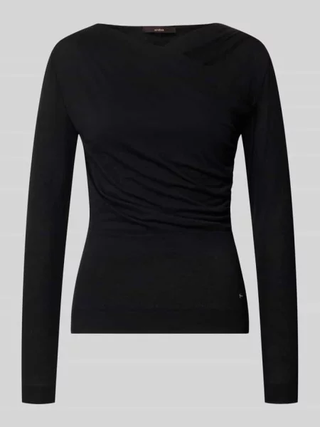 Bluzka z długim rękawem z mieszanka lyocellu w kopertowy styl Windsor czarna