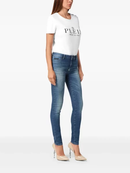 Blugi Philipp Plein cu broderie albastru