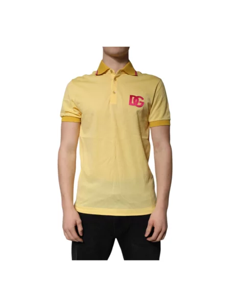 Koszulka polo Dolce And Gabbana z kołnierzem z logo żółta