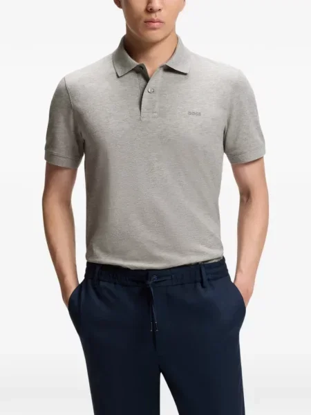 Polo Boss με κέντημα γκρι