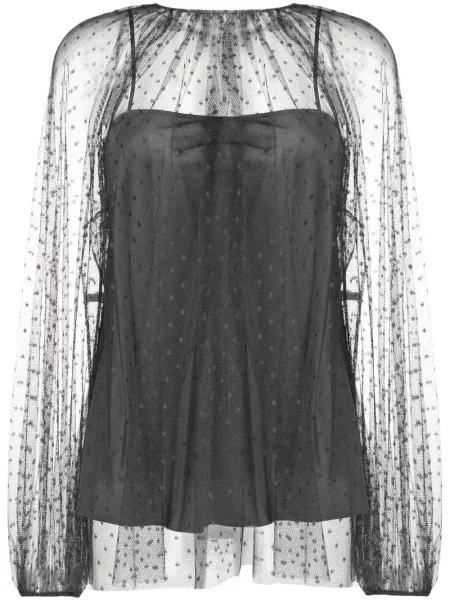 Bluză Red Valentino cu buline din tul gri