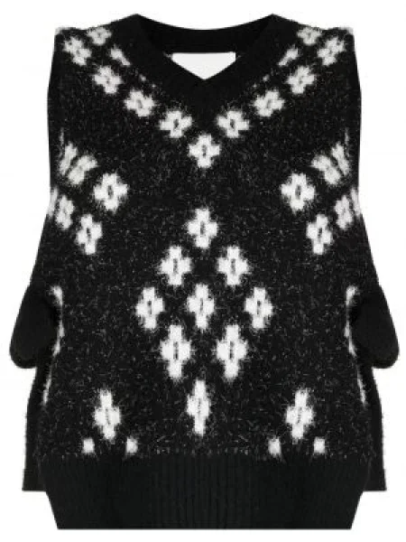 Vestă 3.1 Phillip Lim în carouri tricotate negru