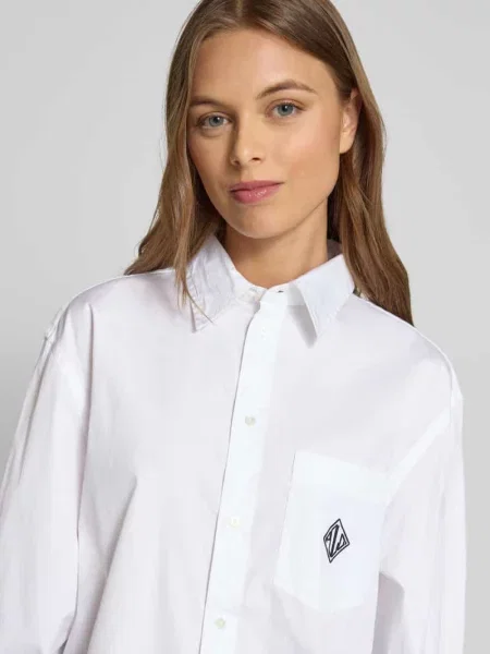 Bluzka koszulowa o kroju oversized z kieszenią na piersi Polo Ralph Lauren biała