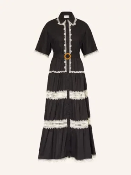 Miss June Sukienka Koszulowa Betty Z Koronką schwarz biała