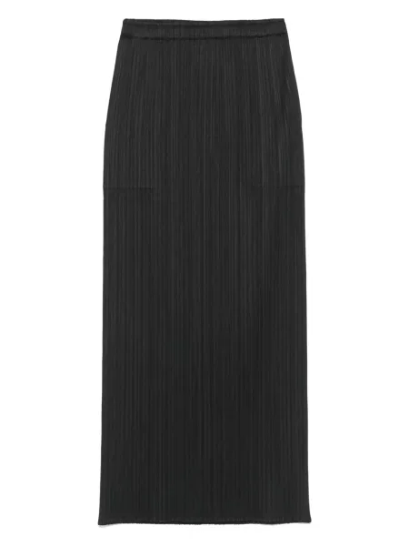 Fusta plisata Pleats Please Issey Miyake plisată până la genunchi negru
