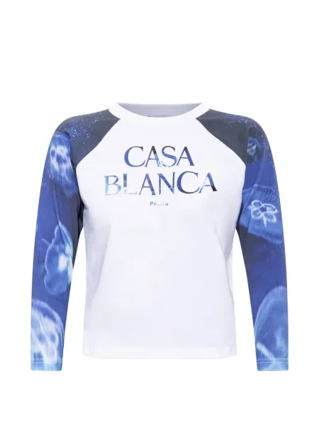 Lung tricou Casablanca cu imagine alb