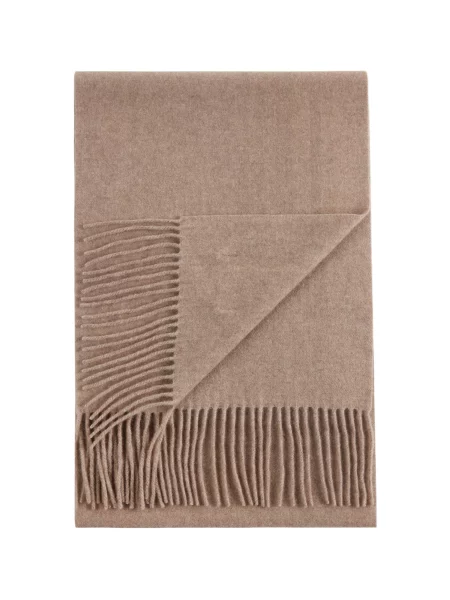 GOBI Cashmere Fular Unisex Cashmere Fringed Scarf taupe gri