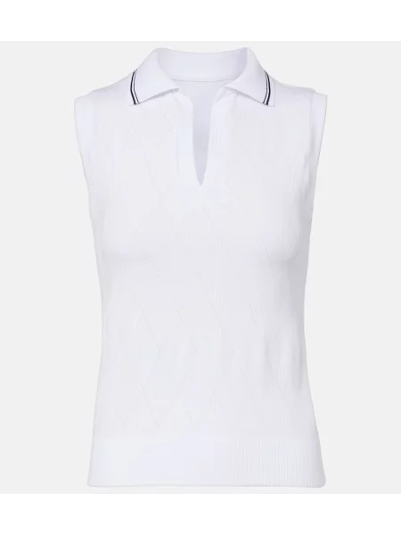Tricou polo Varley cu model argyle alb