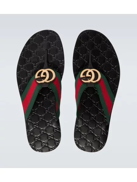Chiloți tanga Gucci din piele negru