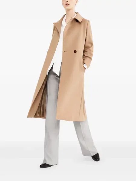 Cu centură palton Max Mara de lână maro