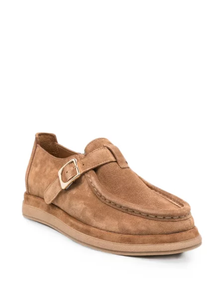 Loafers Sergio Moretti Firenze σουέντ με αγκράφα καφέ