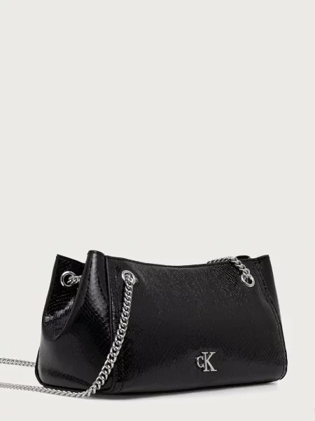 Calvin Klein torebka bagietka z imitacji skóry czarna