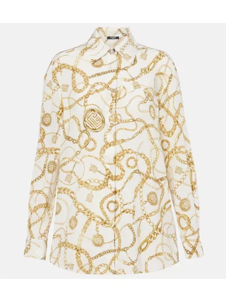 Cămașă Balmain de mătase cu imagine alb