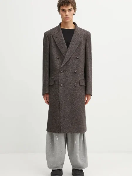 Μάλλινο παλτό Wales Bonner Mayfair Coat καφέ