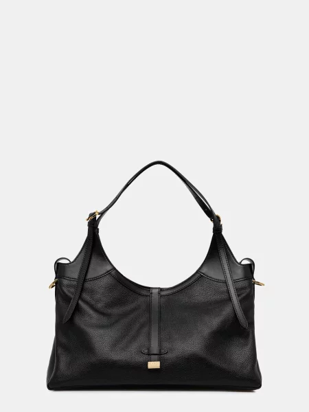 Kožená kabelka Pollini černá