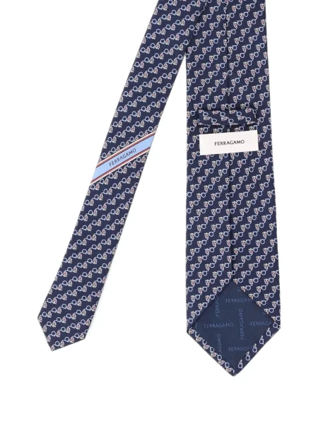 Cravată Ferragamo de mătase cu imagine albastru