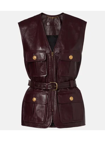 Vestă Chloé din piele maro
