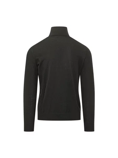 Lniany sweter z golfem Zegna czarny