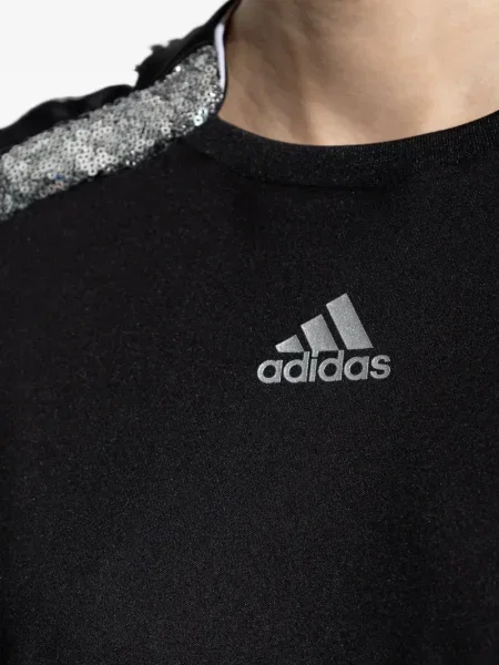 Top Adidas cu paiete cu dungi din jerseu albastru