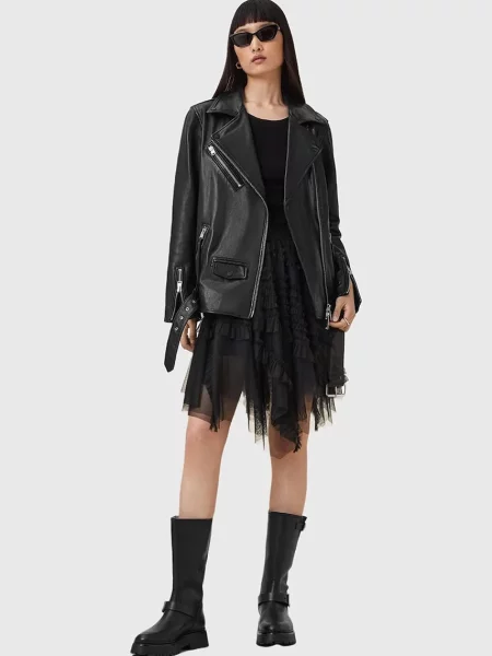 Спідниця AllSaints mini розкльошена чорний