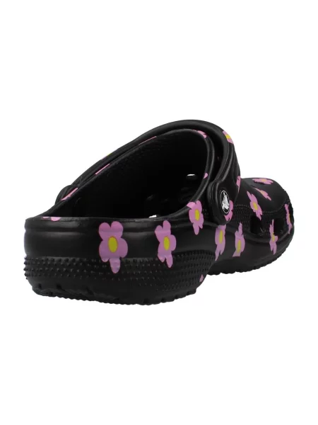Virágos klasszikus félcipő Crocs fekete