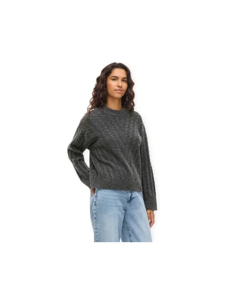 Pulover Vila tricotate melange gri