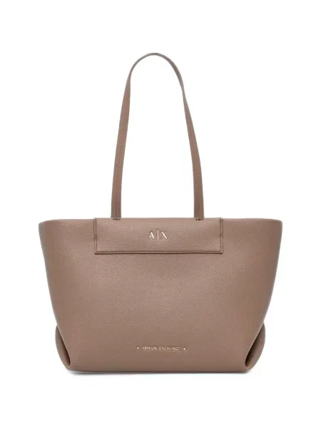 Geantă shopper Armani Exchange cu autograf maro