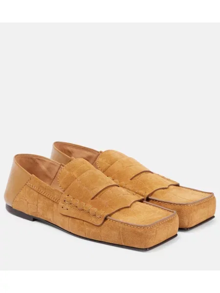 Pantofi loafer Jacquemus din piele de căprioară bej