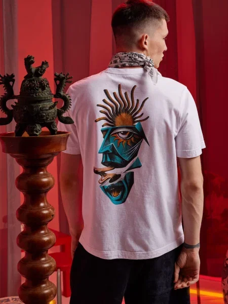 Medicine tricou din cu imprimeu alb