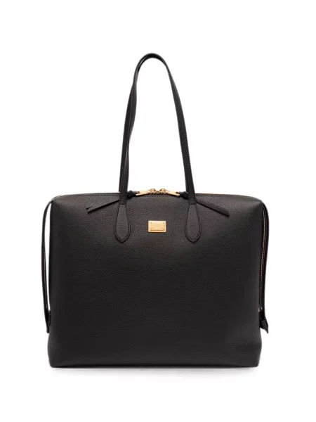 Geantă shopper Dolce & Gabbana din piele cu autograf negru