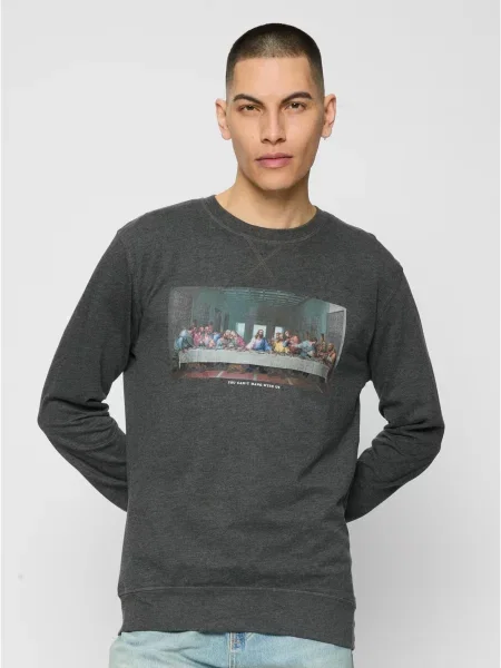 Суичър без качулка Mister Tee сиво