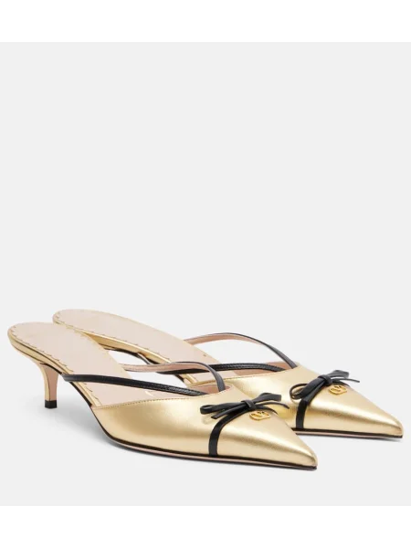 Papuci tip mules Valentino Garavani din piele auriu