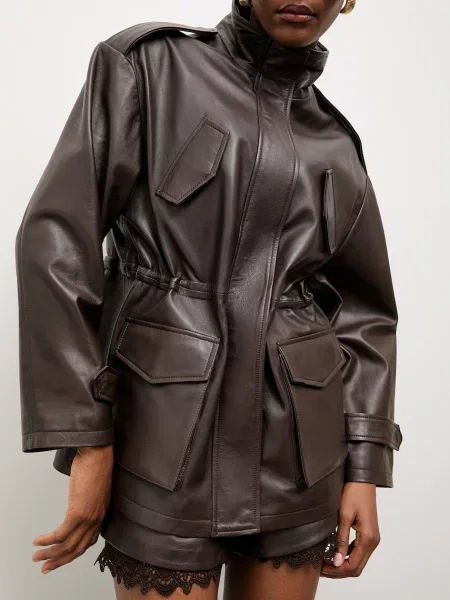 Answear.LAB kurtka skórzana ZEYA z kolekcji Unscripted brązowa