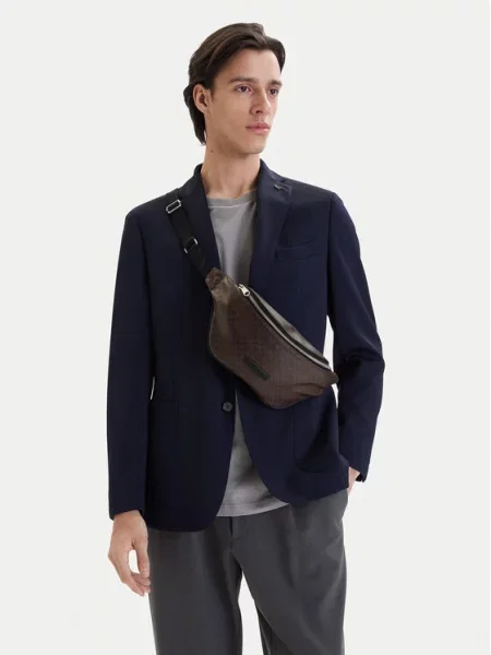Ľadvinka Calvin Klein Emblem Aop Coated Waistbag hnedá
