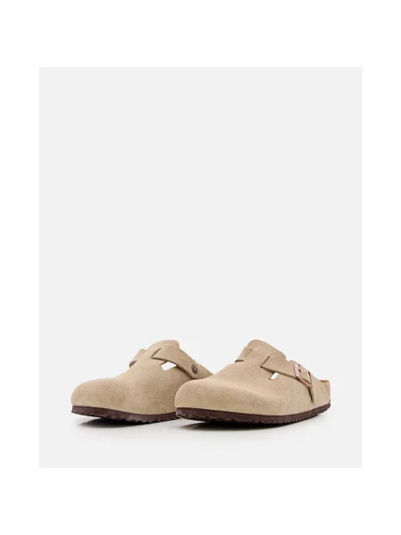Birkenstock klapki zamszowe Boston beżowe