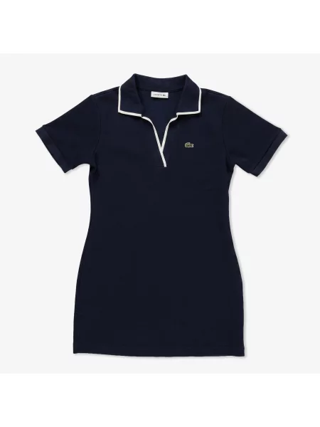 Lacoste Sukienka Z Kołnierzykiem Polo Z Krótkim Rękawem Classic Fit granatowa