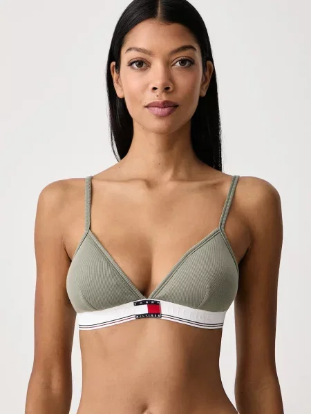 Tommy Hilfiger trojúhelníková podprsenka s bavlnou zelená