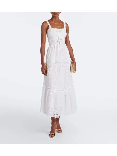 Rochie midi Ulla Johnson cu broderie alb