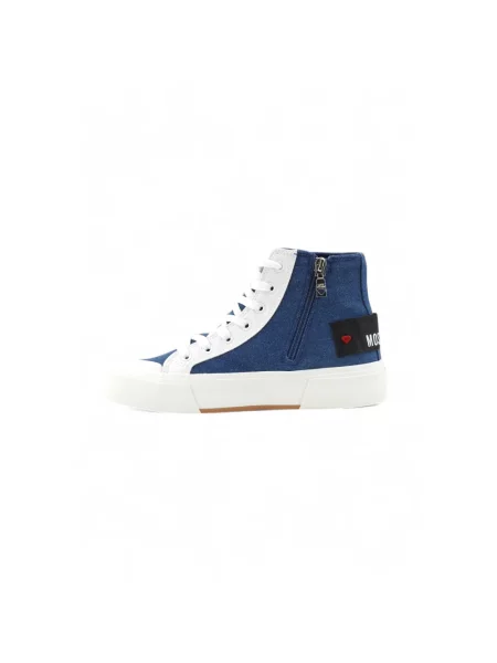 Sneakersy Love Moschino skórzane na platformie niebieskie
