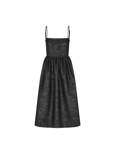 Stine Goya sukienka z domieszką wełny midi rozkloszowana czarny