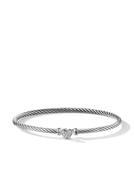 Brăţară David Yurman cu motiv cu inimi argintiu