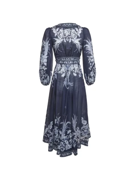 Rochie midi Zimmermann cu model floral cu imagine plic albastru