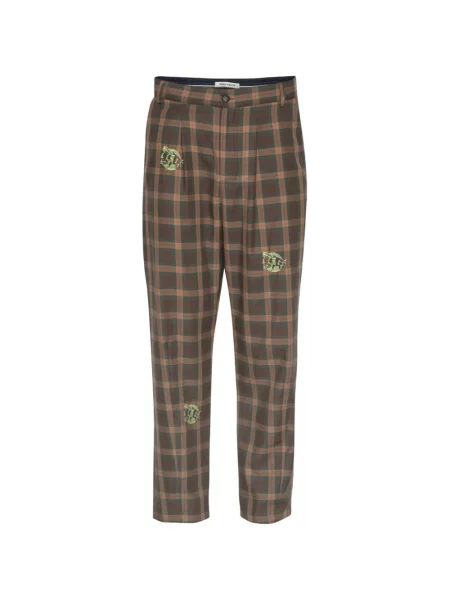 Pantaloni Henrik Vibskov cu broderie în carouri maro