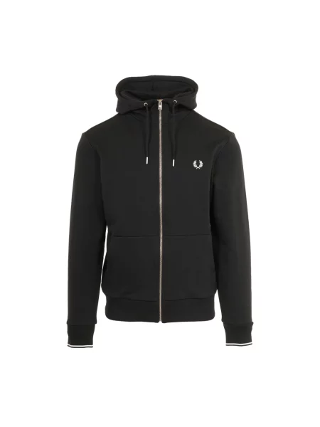 Bluza FRED PERRY Hooded Zip Through Sweatshirt Black S czarna