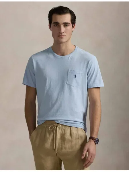 POLO RALPH LAUREN Póló len hozzáadásával kék